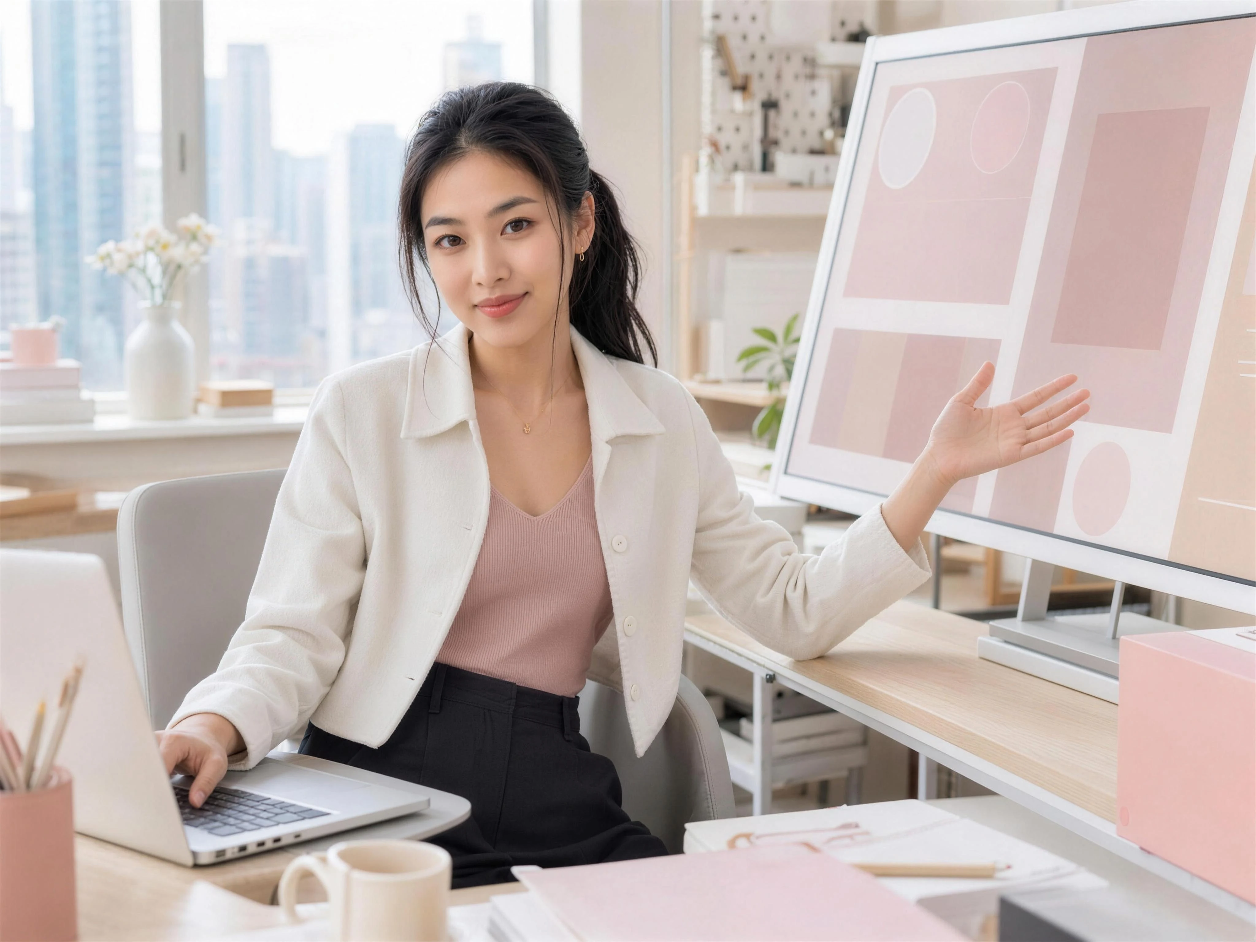 Tiffany Shen explaining a product workflow in her studio